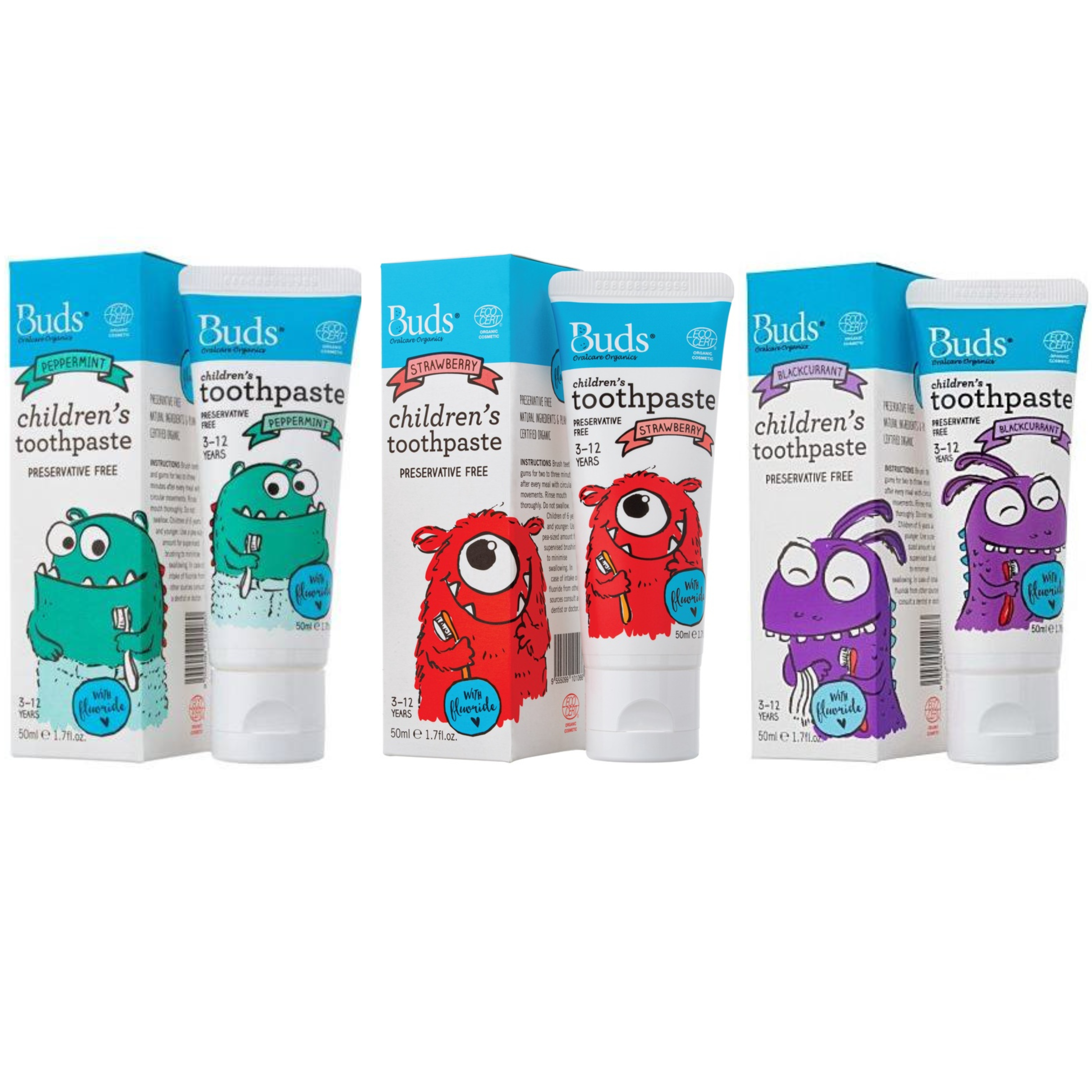 buds toothpaste 3-12 Buds Children Toothpaste